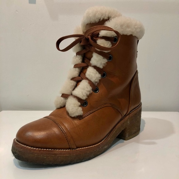 Coach Leather Shearling Bootie/Boot: Size 7 - Picture 1 of 6